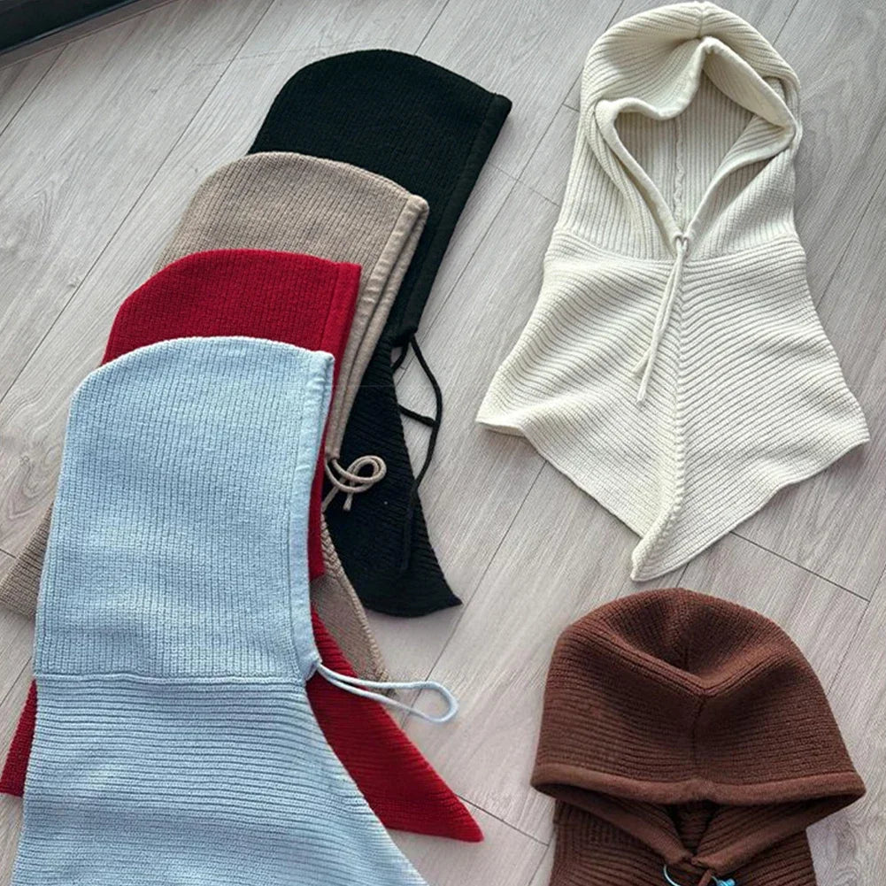 Bonnet-Balaclava Tricoté Avec Écharpe Intégrée pour Femme