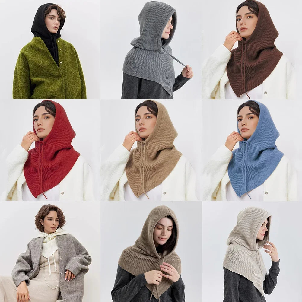 Bonnet-Balaclava Tricoté Avec Écharpe Intégrée pour Femme
