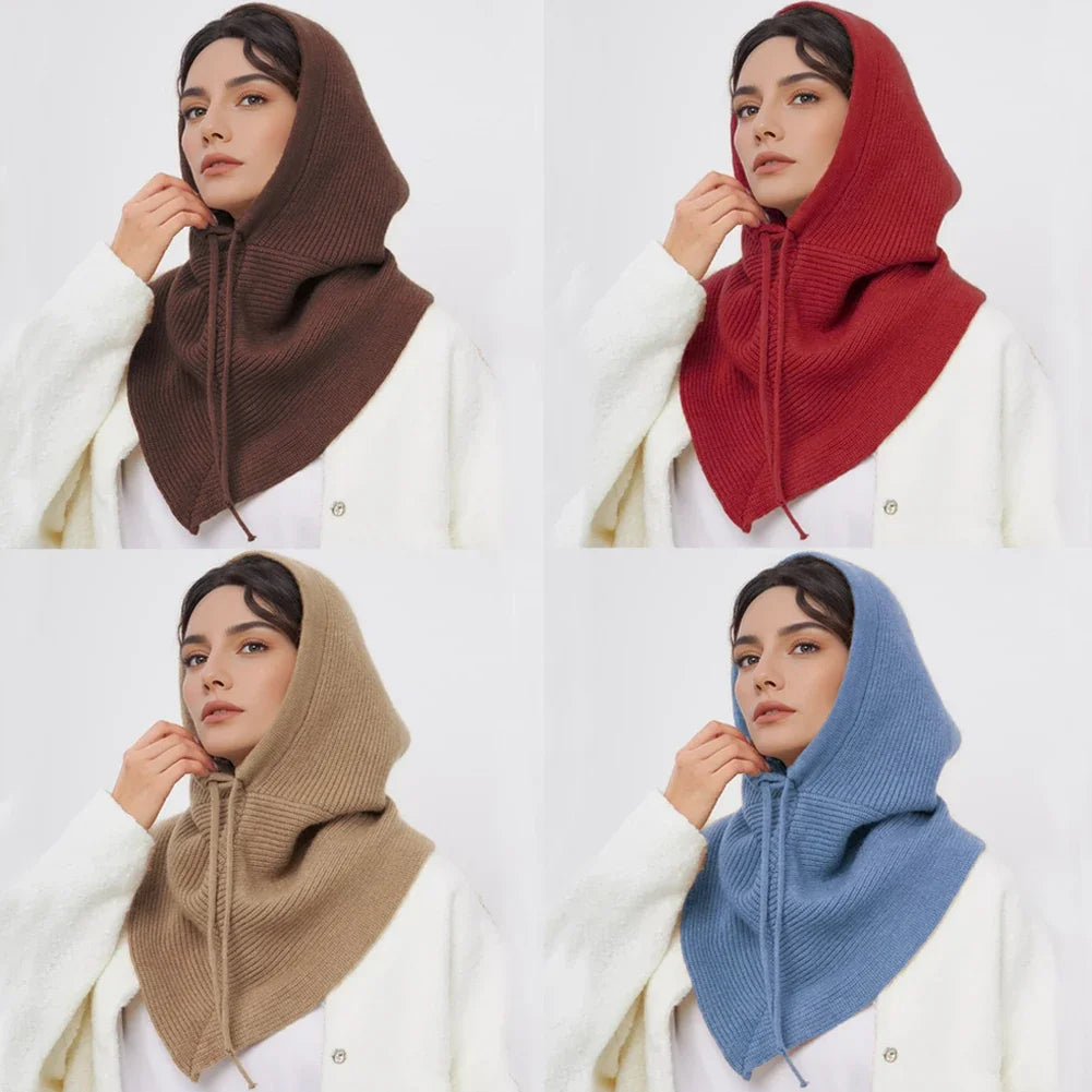 Bonnet-Balaclava Tricoté Avec Écharpe Intégrée pour Femme