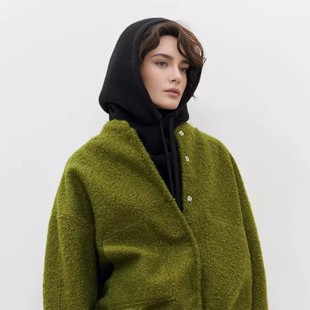 Bonnet-Balaclava Tricoté Avec Écharpe Intégrée pour Femme