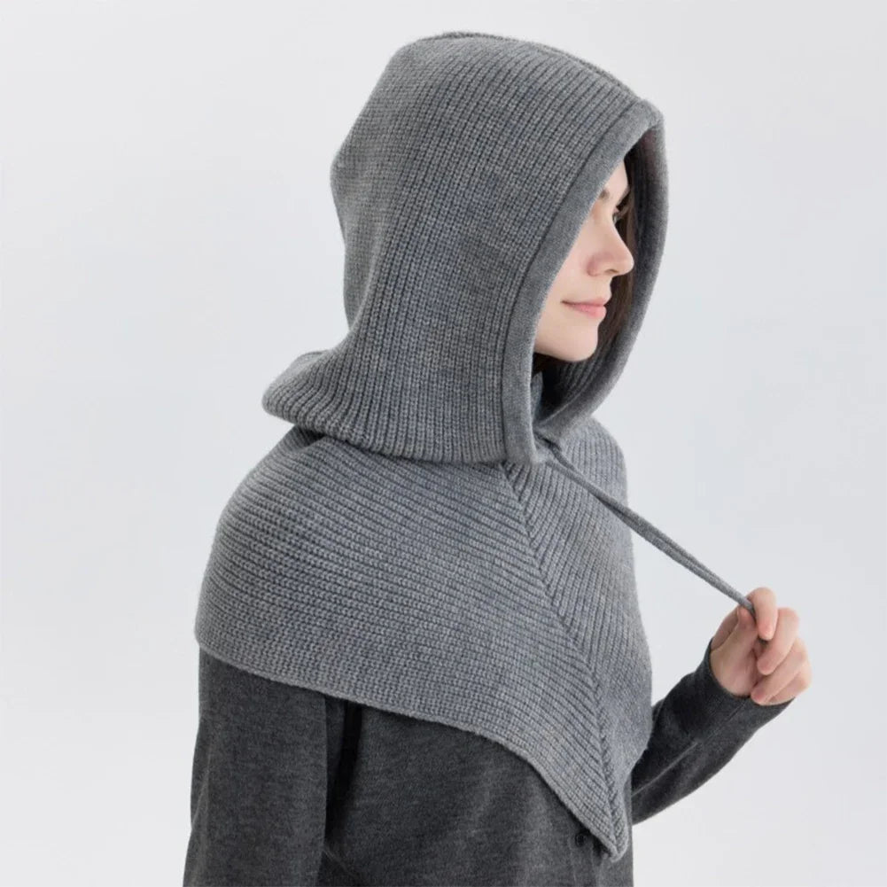 Bonnet-Balaclava Tricoté Avec Écharpe Intégrée pour Femme