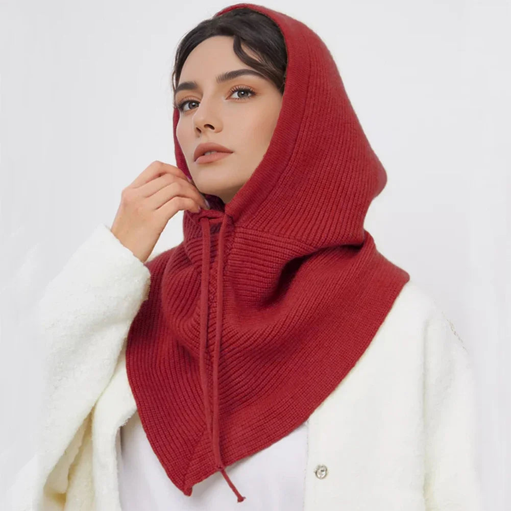 Bonnet-Balaclava Tricoté Avec Écharpe Intégrée pour Femme