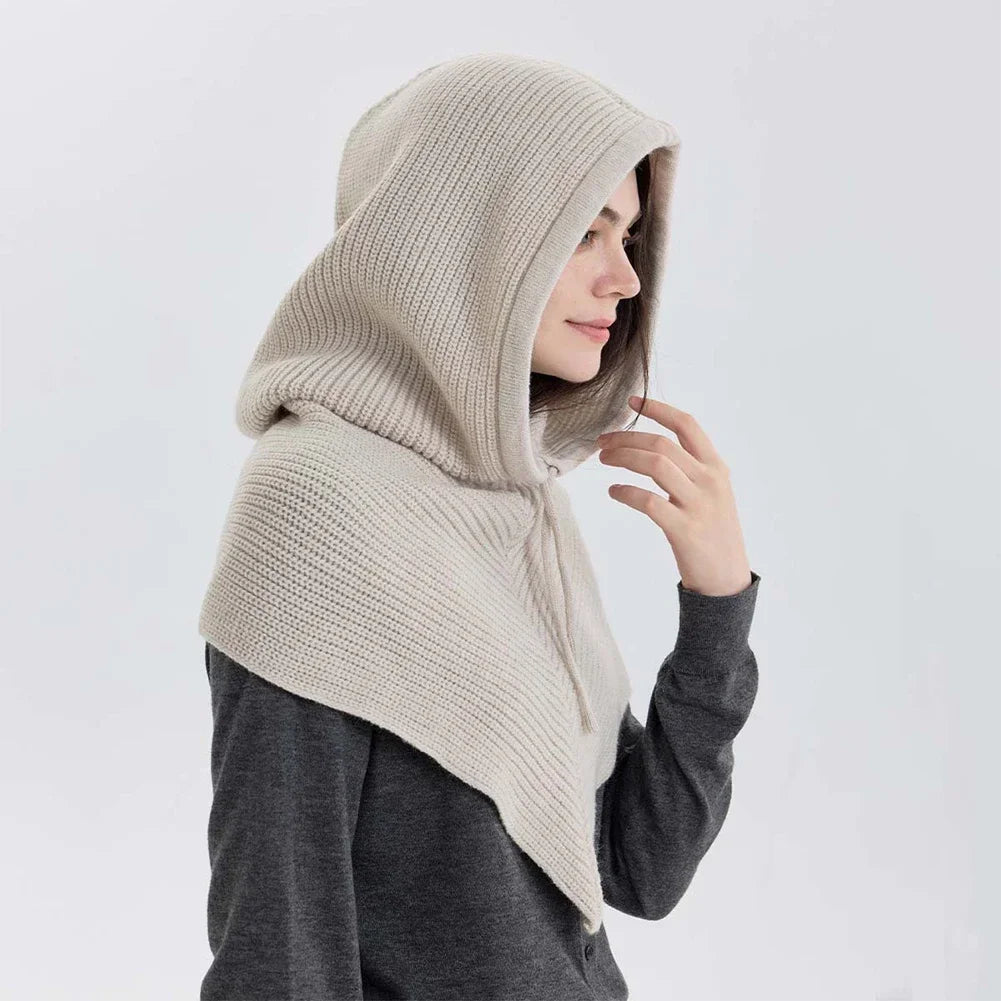 Bonnet-Balaclava Tricoté Avec Écharpe Intégrée pour Femme