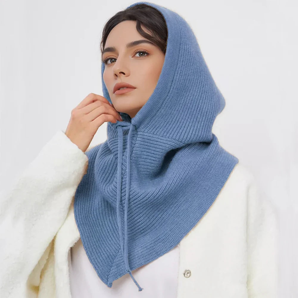 Bonnet-Balaclava Tricoté Avec Écharpe Intégrée pour Femme