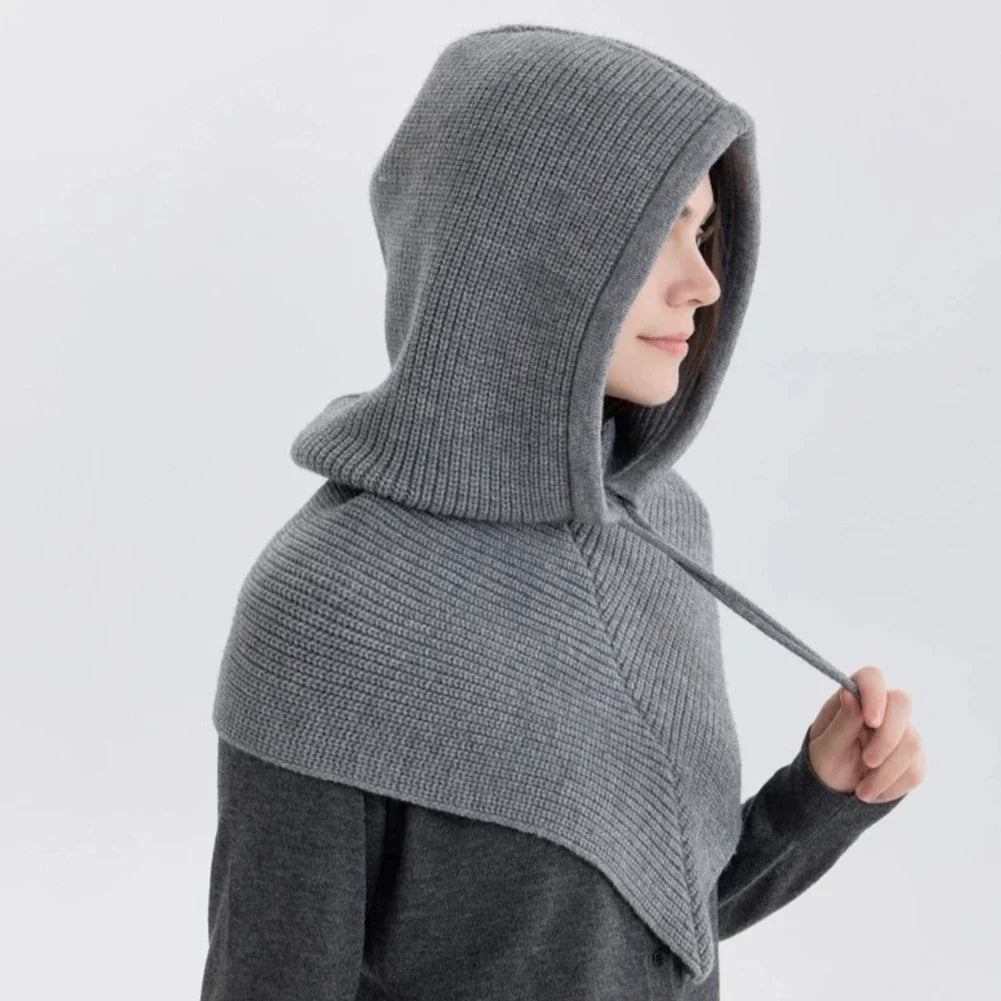 Bonnet-Balaclava Tricoté Avec Écharpe Intégrée pour Femme
