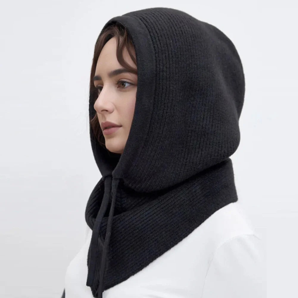 Bonnet-Balaclava Tricoté Avec Écharpe Intégrée pour Femme