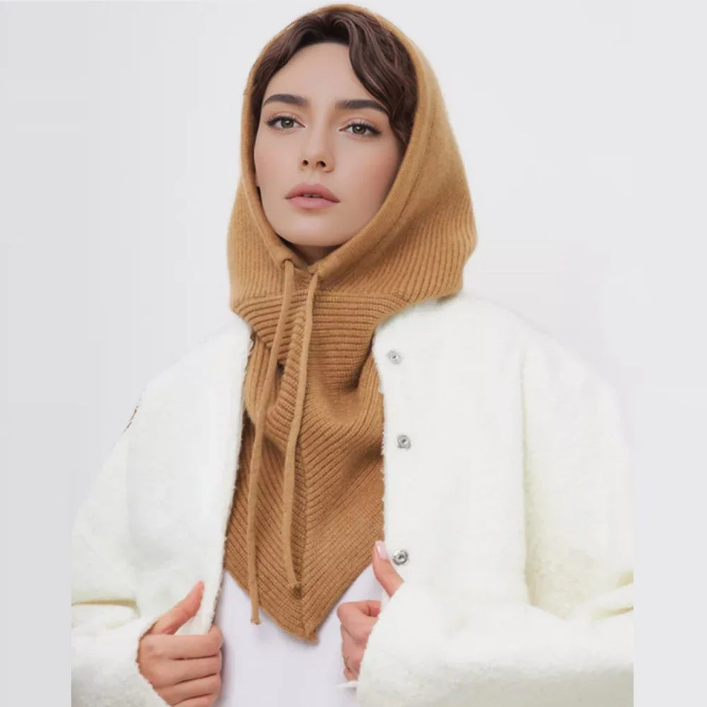 Bonnet-Balaclava Tricoté Avec Écharpe Intégrée pour Femme