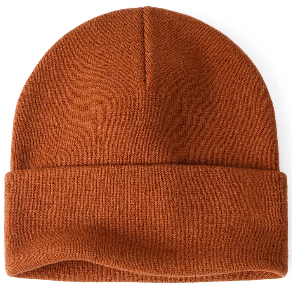 Bonnet Tricot à Manchette Unisexe en Acrylique Côtelé Chaud