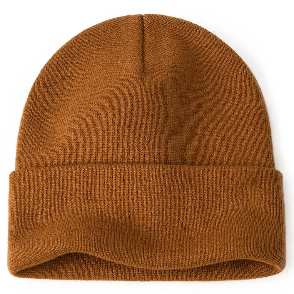 Bonnet Tricot à Manchette Unisexe en Acrylique Côtelé Chaud