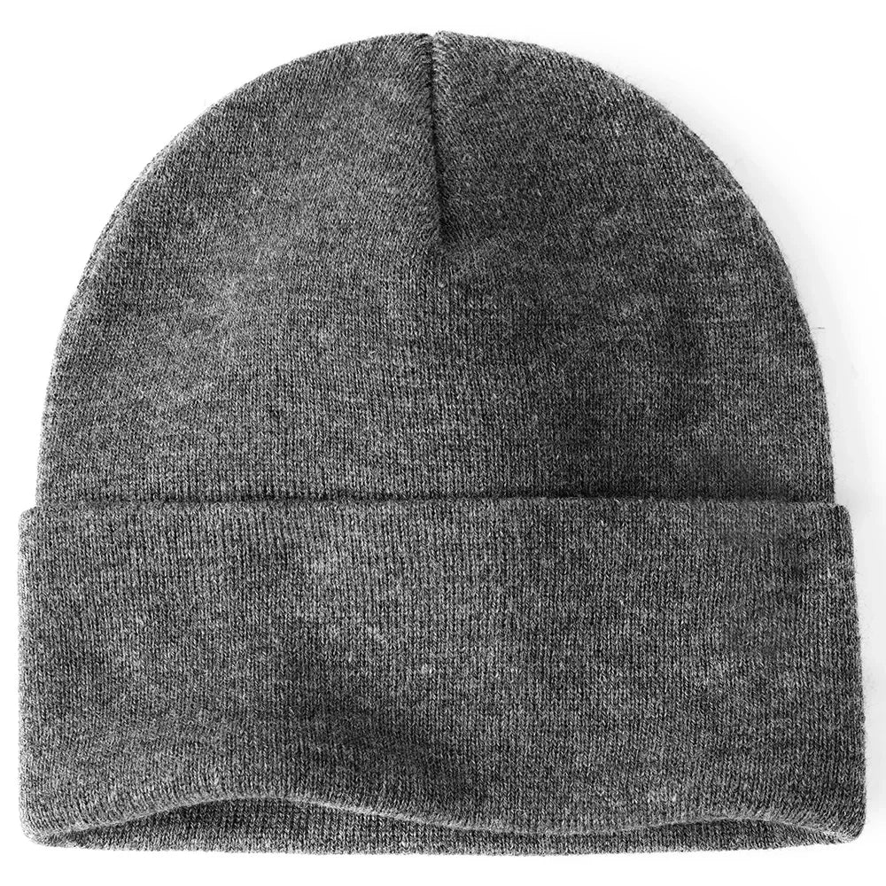 Bonnet Tricot à Manchette Unisexe en Acrylique Côtelé Chaud