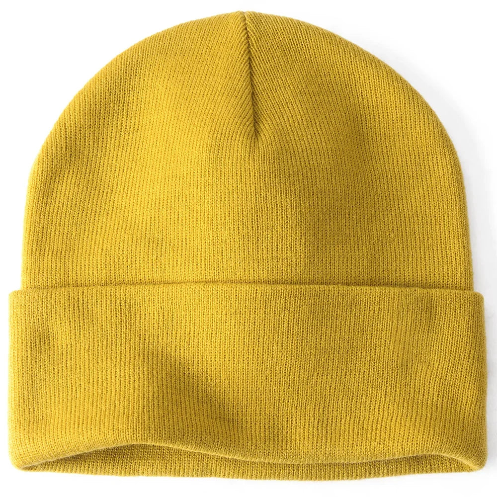Bonnet Tricot à Manchette Unisexe en Acrylique Côtelé Chaud