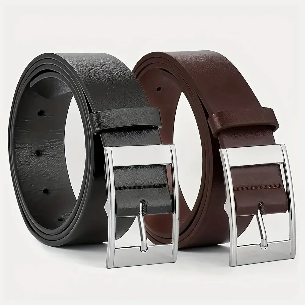 Ceinture Cuir PU pour Homme Boucle Ardillon Métal Décontractée