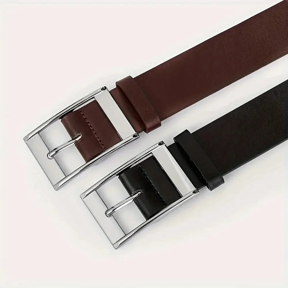 Ceinture Cuir PU pour Homme Boucle Ardillon Métal Décontractée