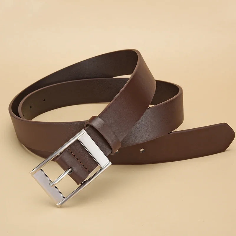Ceinture Cuir PU pour Homme Boucle Ardillon Métal Décontractée