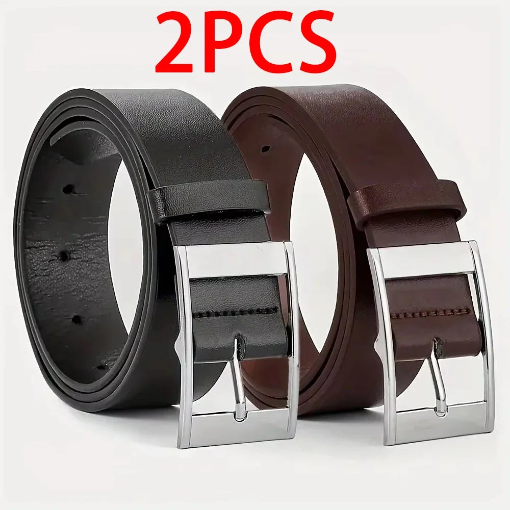 Ceinture Cuir PU pour Homme Boucle Ardillon Métal Décontractée
