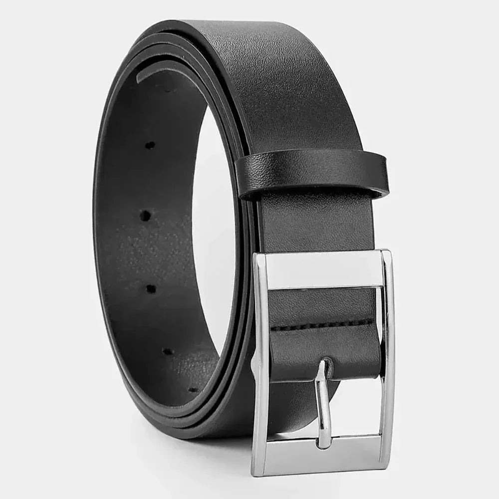 Ceinture Cuir PU pour Homme Boucle Ardillon Métal Décontractée