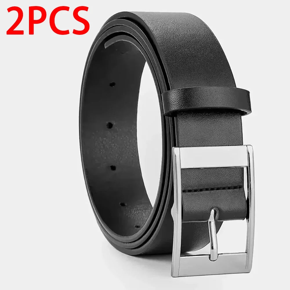 Ceinture Cuir PU pour Homme Boucle Ardillon Métal Décontractée