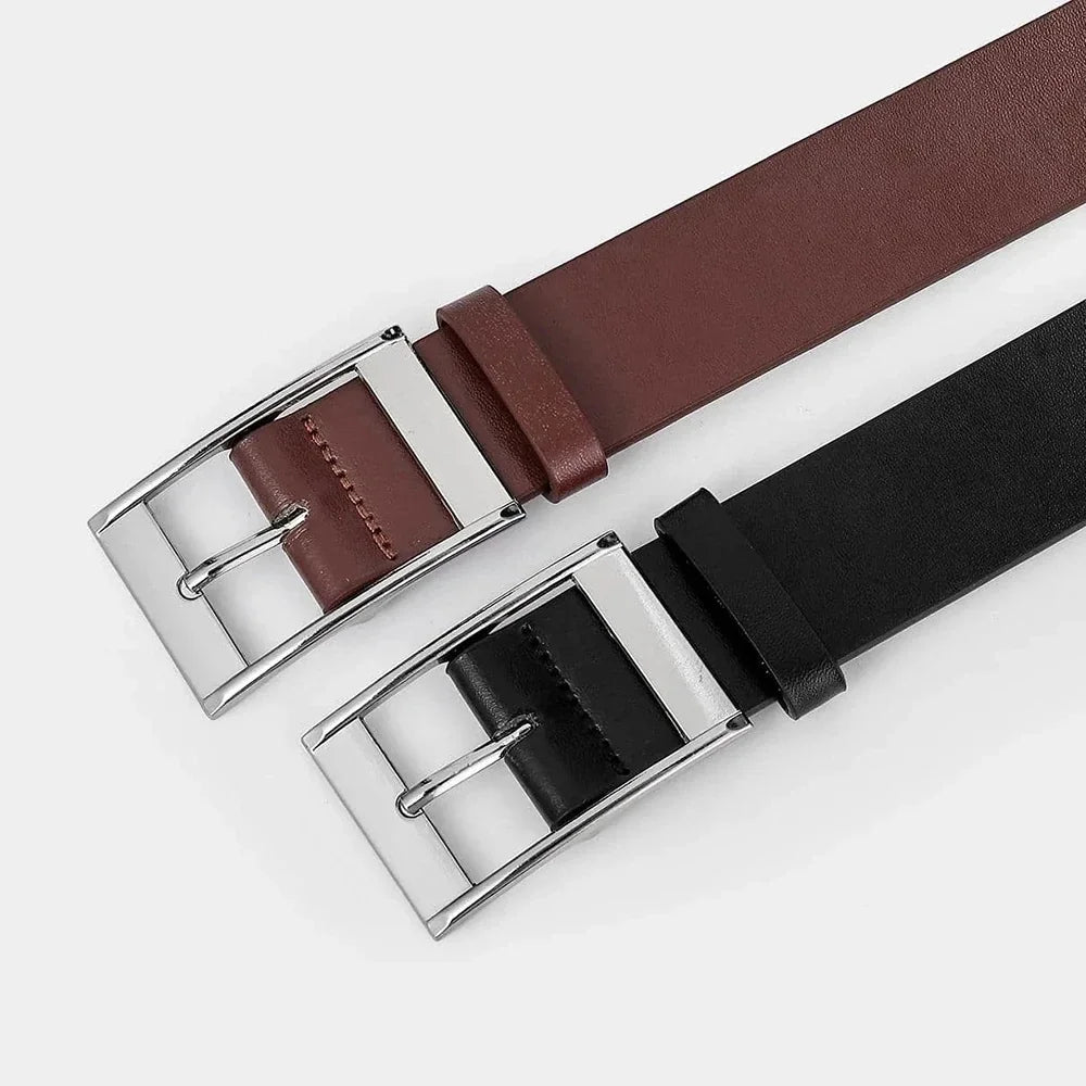 Ceinture Cuir PU pour Homme Boucle Ardillon Métal Décontractée
