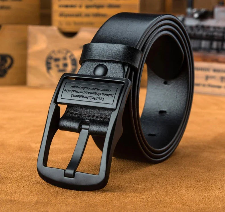 Ceinture en Cuir pour Homme Boucle Noire Décontractée Polyvalente