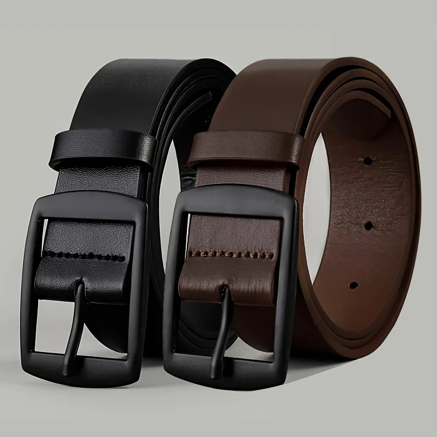 Ceinture en Cuir PU pour Homme Boucle Ardillon Métal