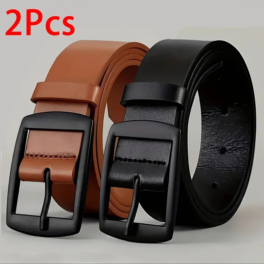 Ceinture en Cuir PU pour Homme Boucle Ardillon Métal