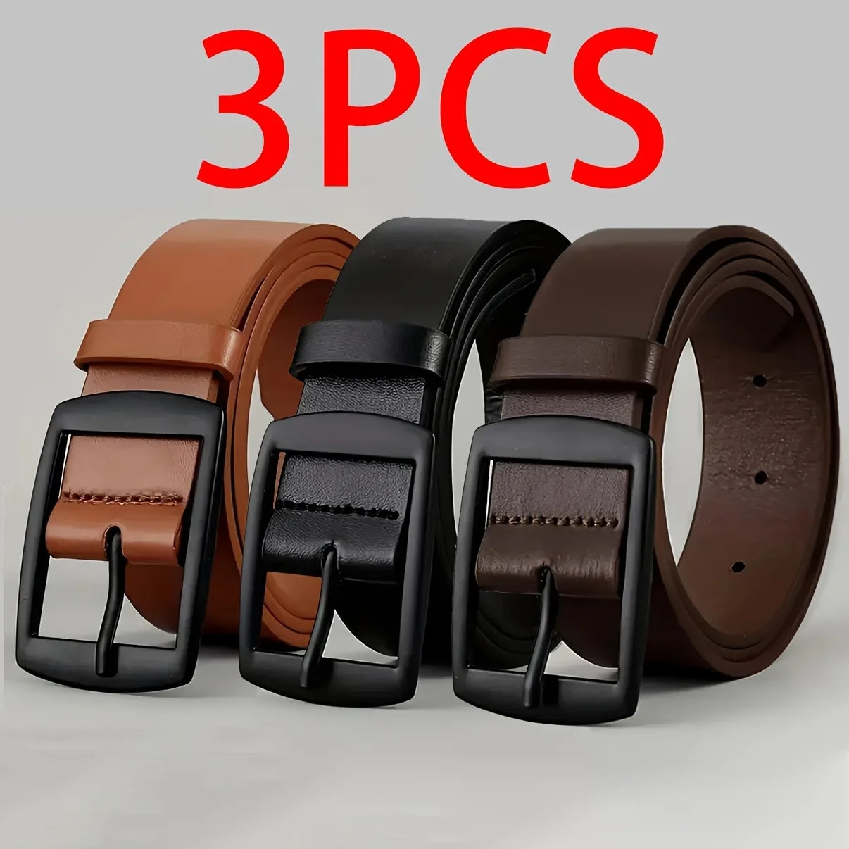 Ceinture en Cuir PU pour Homme Boucle Ardillon Métal