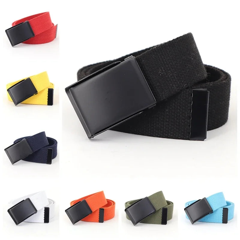 Ceinture Réversible en Toile Avec Boucle Décontractée
