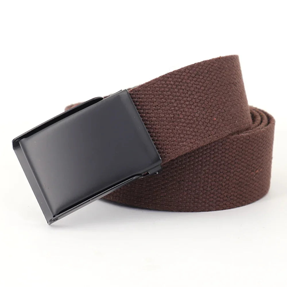 Ceinture Réversible en Toile Avec Boucle Décontractée
