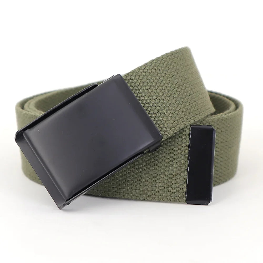 Ceinture Réversible en Toile Avec Boucle Décontractée