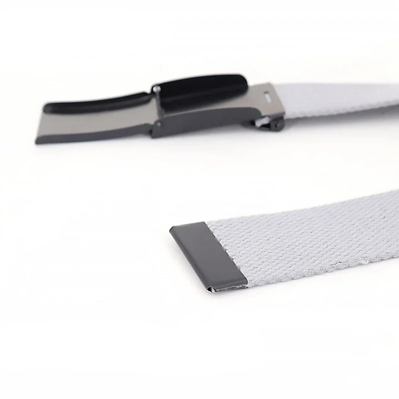 Ceinture Réversible en Toile Avec Boucle Décontractée
