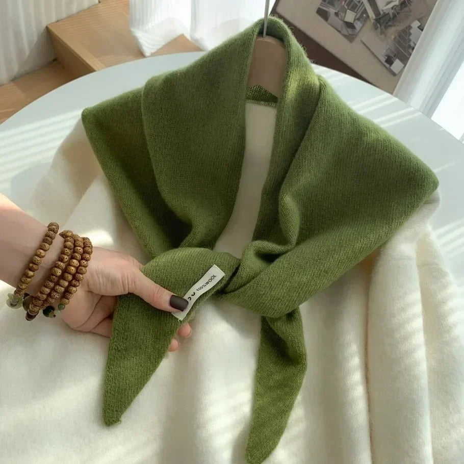 Écharpe Triangle Tricotée en Laine pour Femme