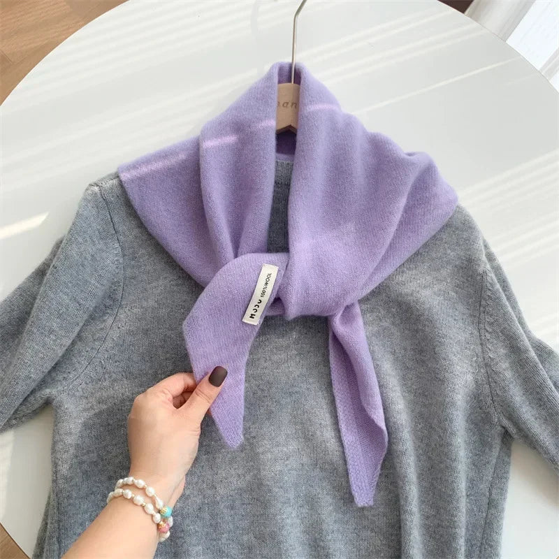 Écharpe Triangle Tricotée en Laine pour Femme