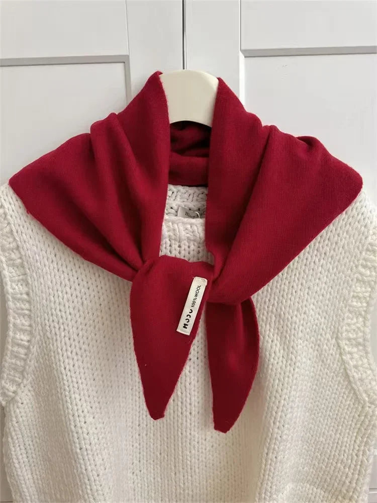 Écharpe Triangle Tricotée en Laine pour Femme