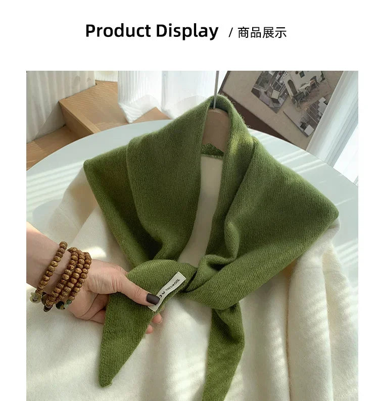 Écharpe Triangle Tricotée en Laine pour Femme