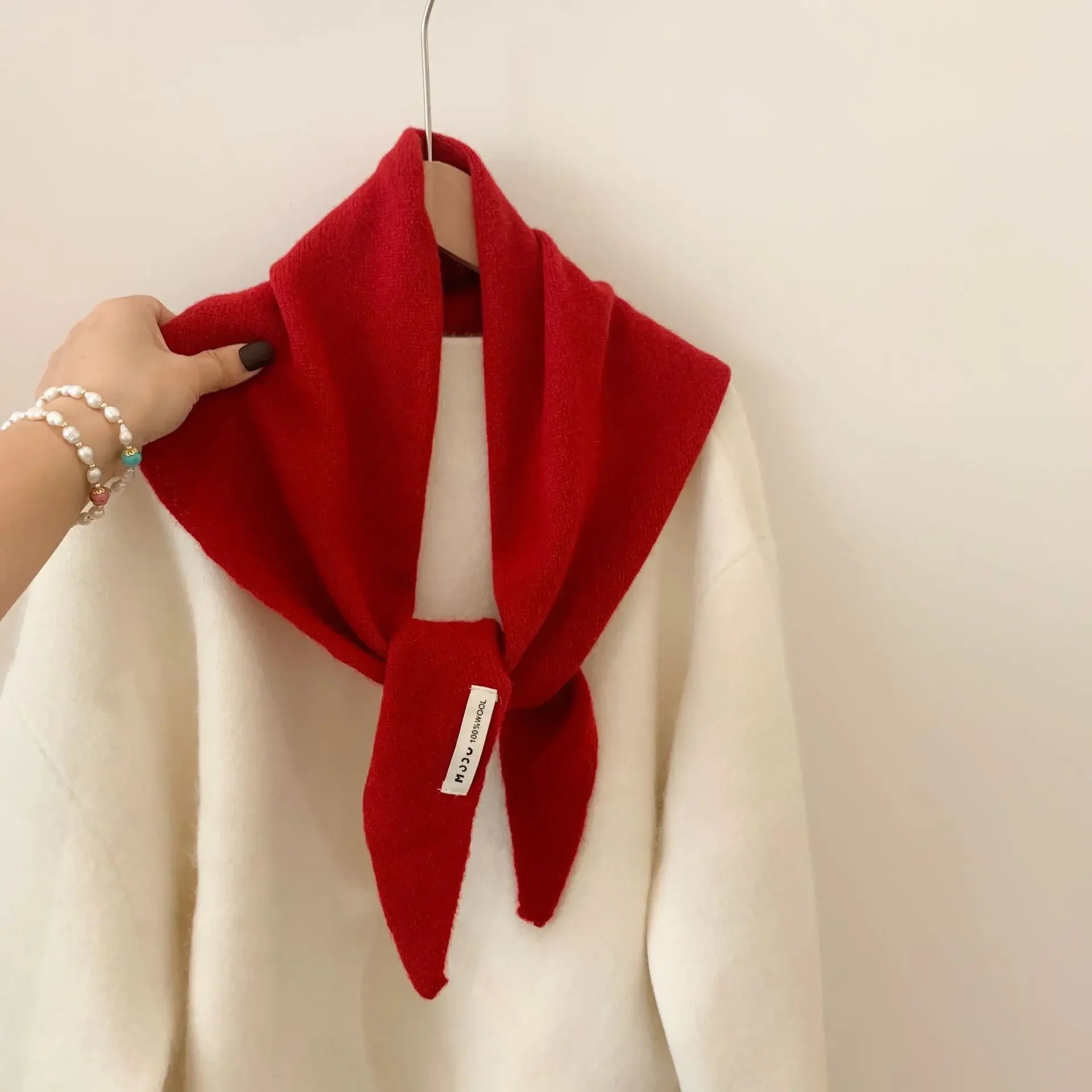Écharpe Triangle Tricotée en Laine pour Femme