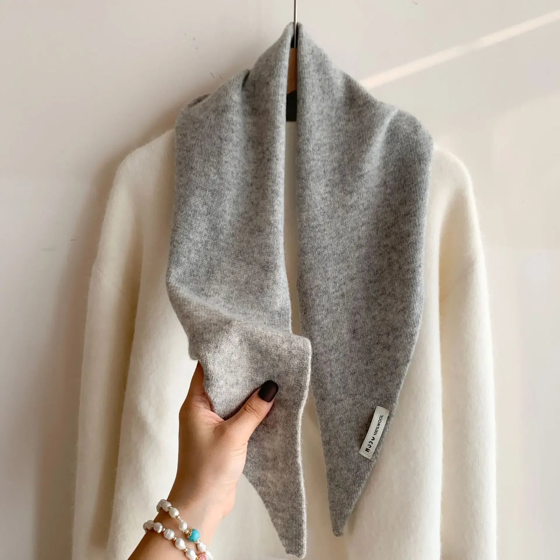 Écharpe Triangle Tricotée en Laine pour Femme