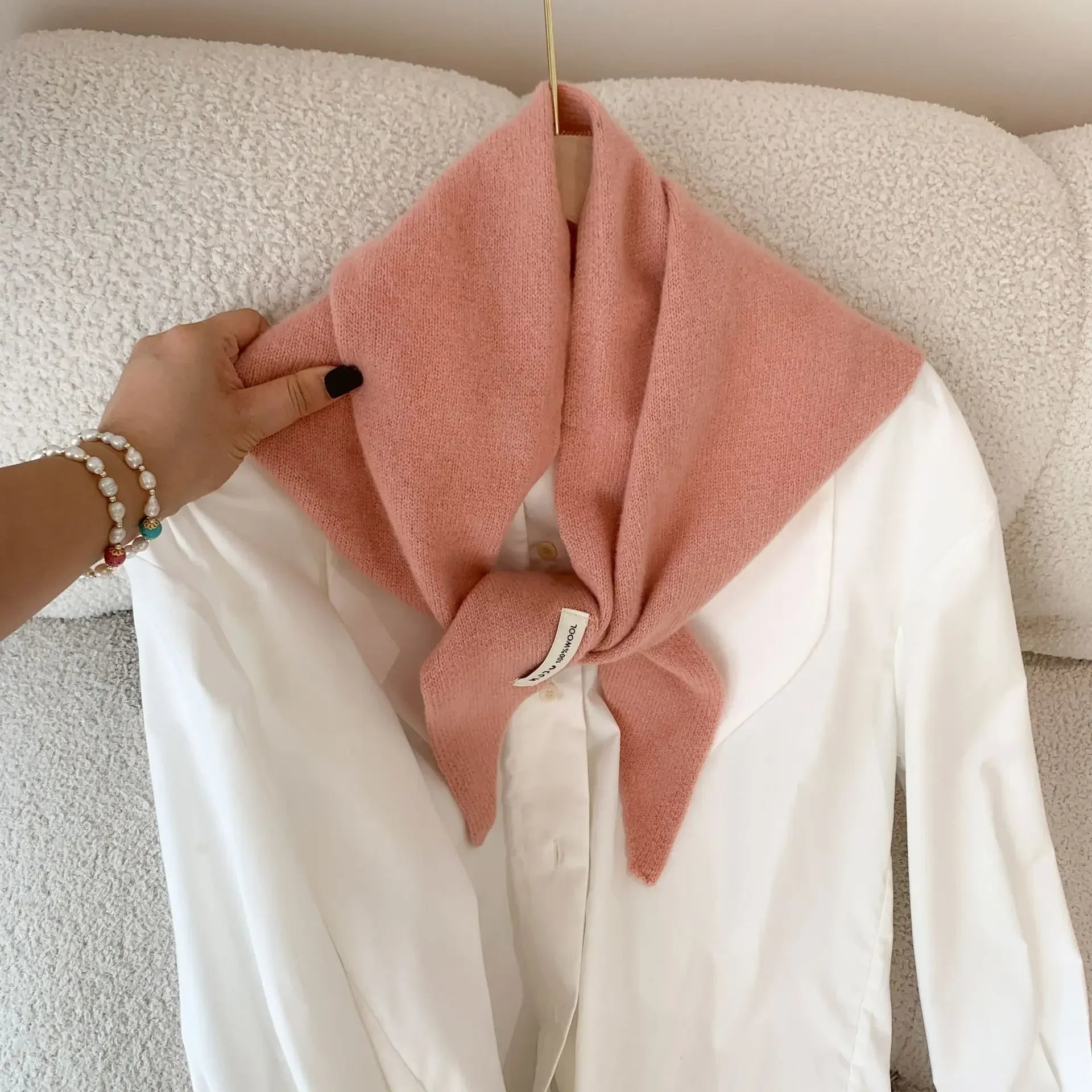 Écharpe Triangle Tricotée en Laine pour Femme