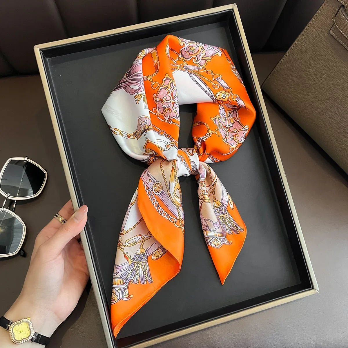 Foulard Carré 70×70 Cm Effet Soie Pashmina Mode