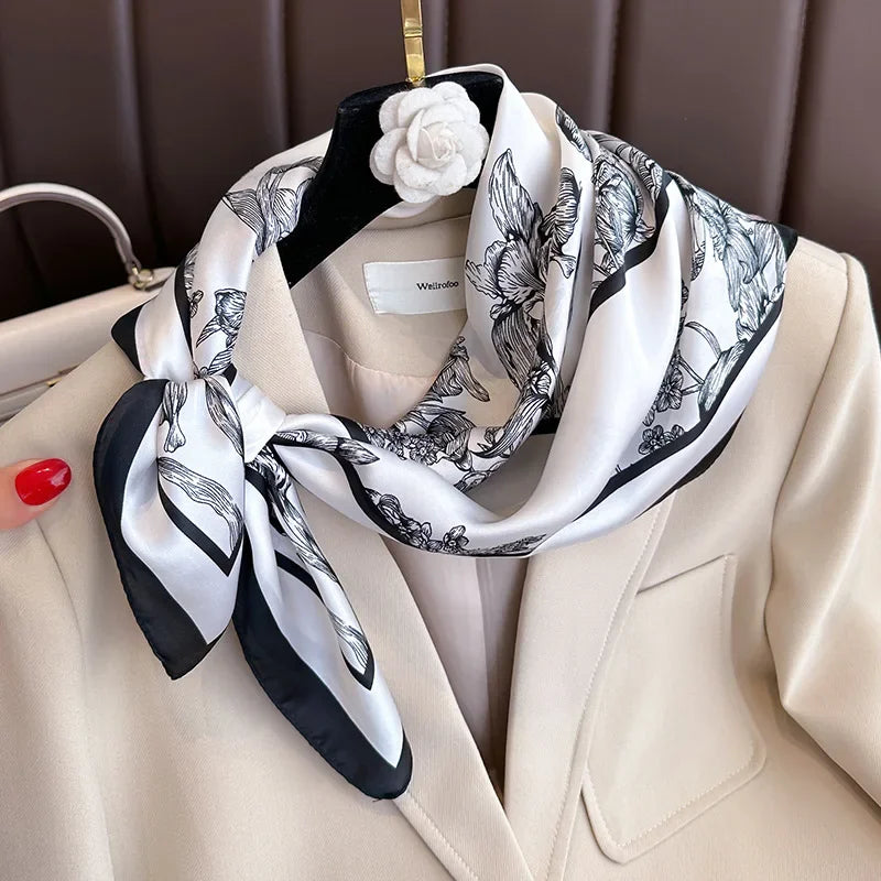 Foulard Carré 70×70 Cm Effet Soie Pashmina Mode