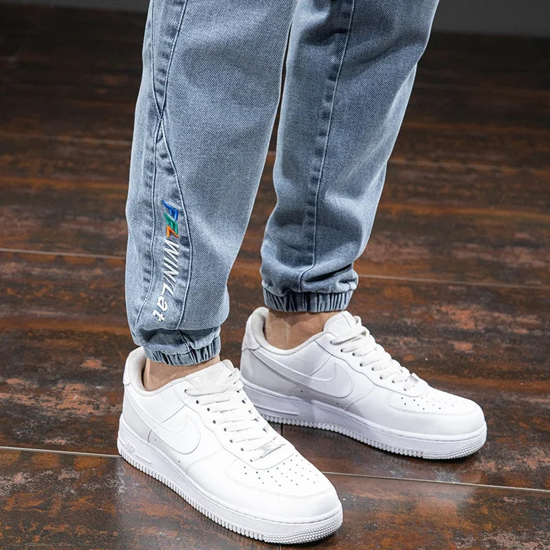 Jean Cargo Baggy Homme Taille Élastique Pantalon Sarouel Denim