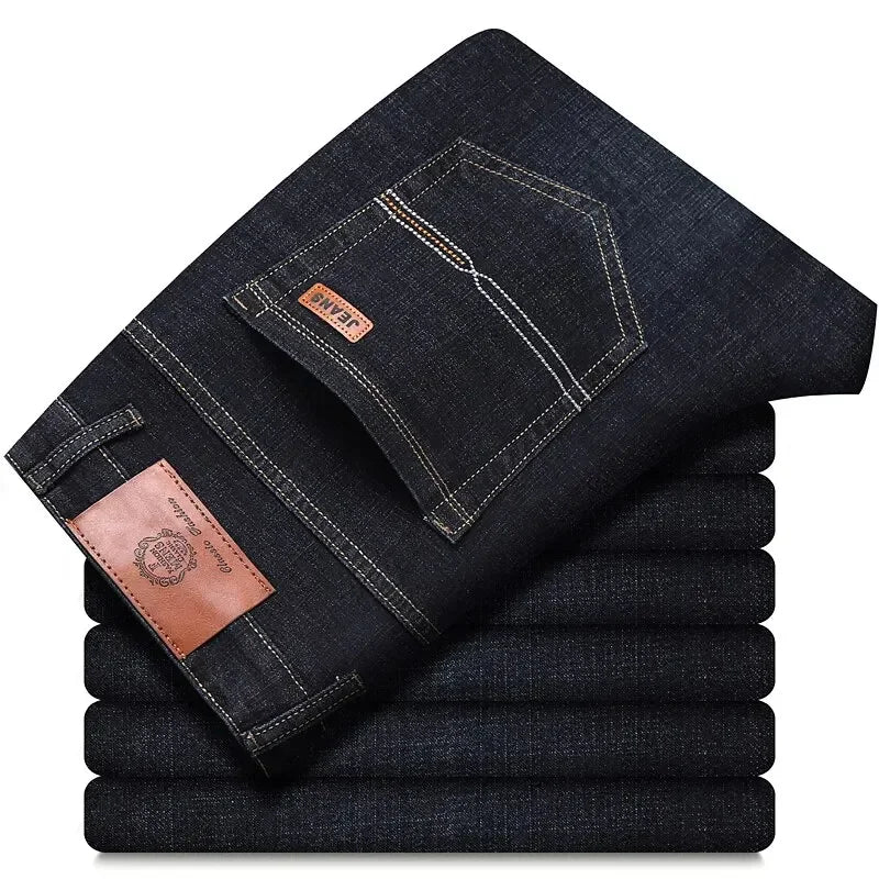 Jean Slim en Denim pour Homme Coupe Droite Mi-Taille