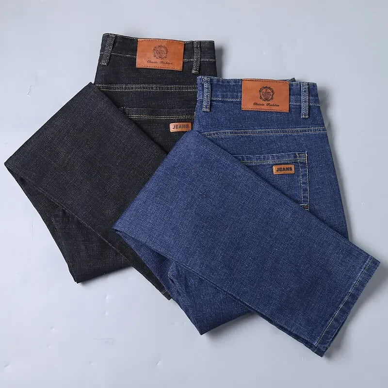 Jean Slim en Denim pour Homme Coupe Droite Mi-Taille