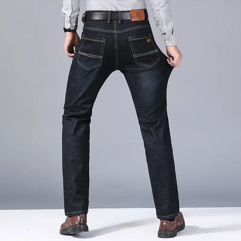 Jean Slim en Denim pour Homme Coupe Droite Mi-Taille