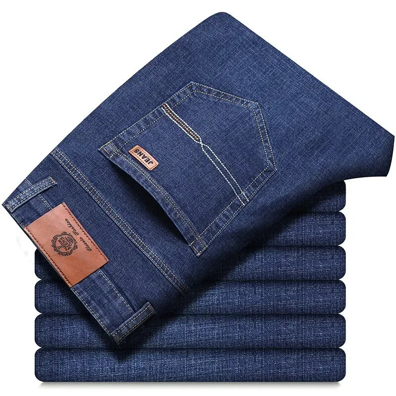 Jean Slim en Denim pour Homme Coupe Droite Mi-Taille