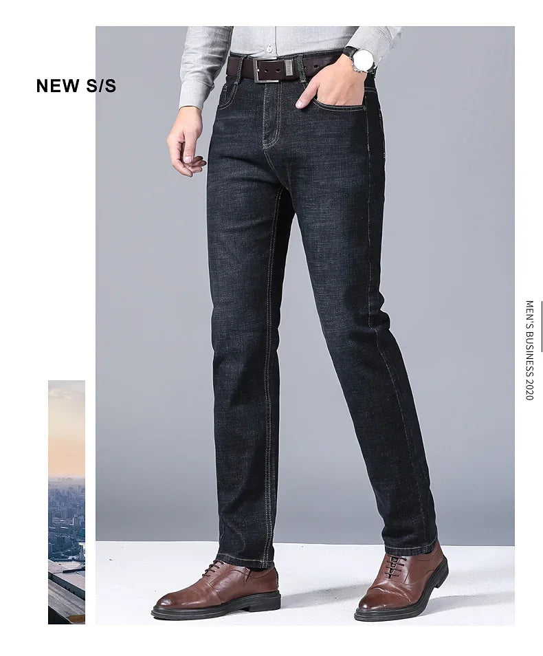Jean Slim en Denim pour Homme Coupe Droite Mi-Taille