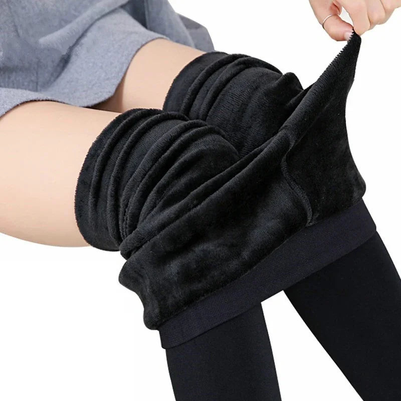 Leggings Chauds Taille Haute en Velours Extensibles pour Femme