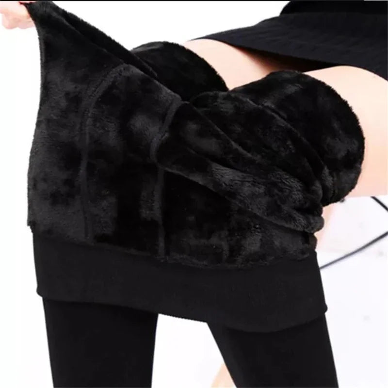 Leggings Chauds Taille Haute en Velours Extensibles pour Femme