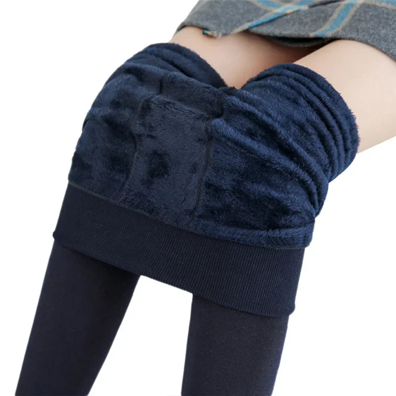 Leggings Chauds Taille Haute en Velours Extensibles pour Femme