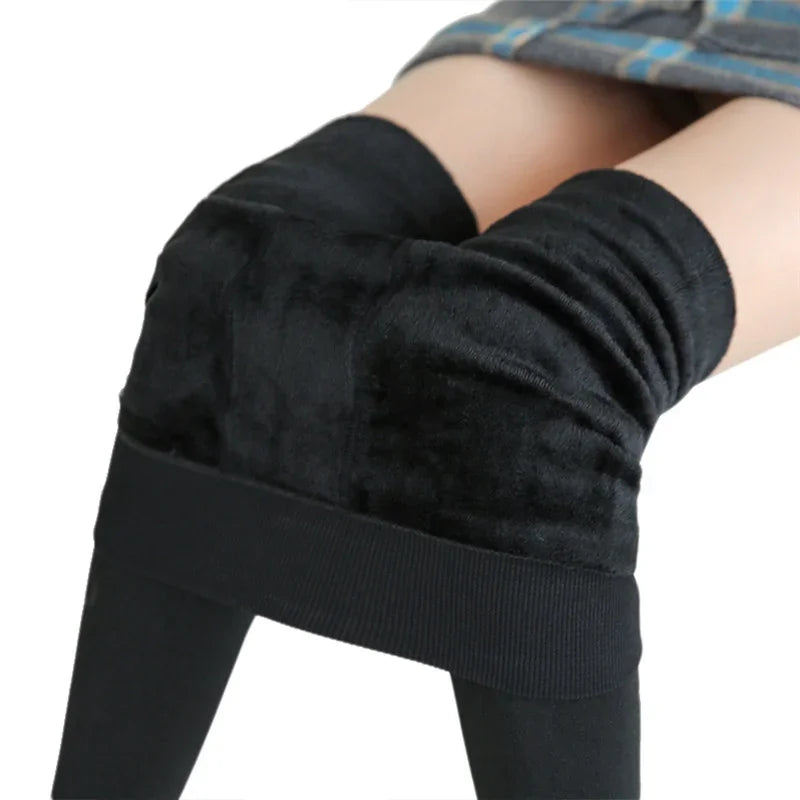 Leggings Chauds Taille Haute en Velours Extensibles pour Femme