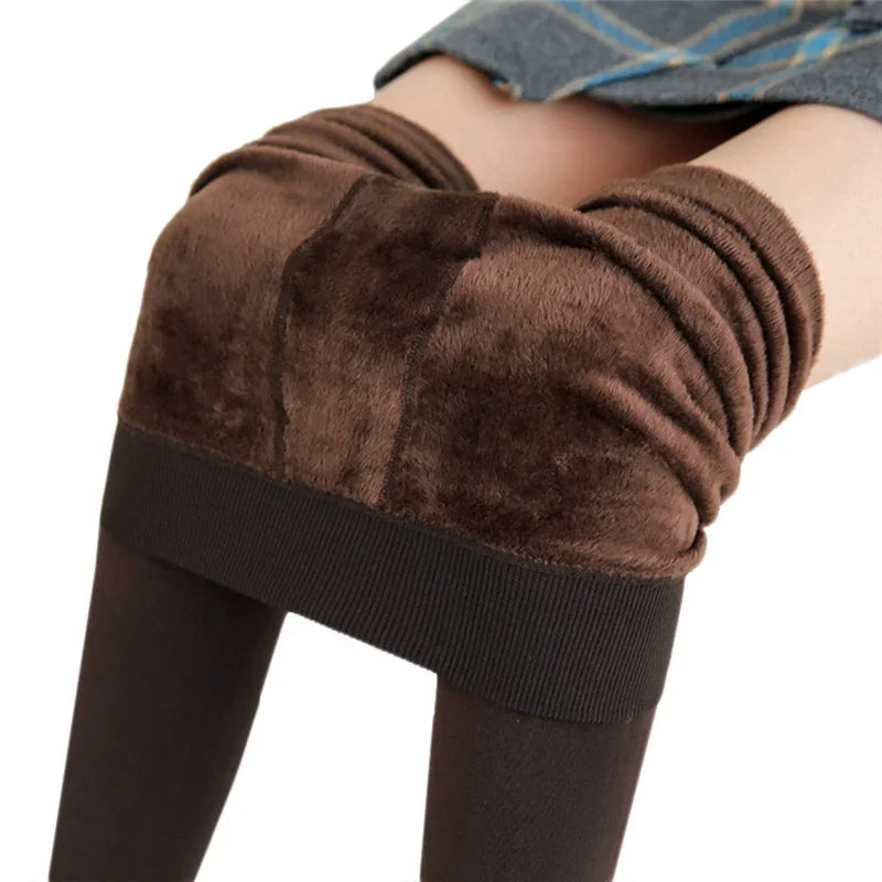 Leggings Chauds Taille Haute en Velours Extensibles pour Femme